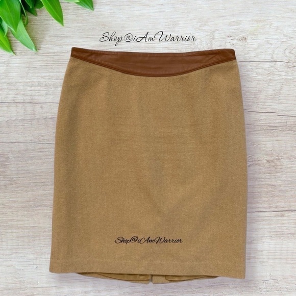 Ralph Lauren Black label Cashmere Blend Pencil Skirt with Leather Buckled Waist - Picture 7 of 13